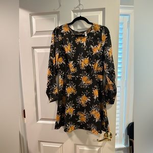 Free People floral dress black / yellow / orange - size 6, Small